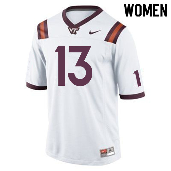 Women #13 Jalen Holston Virginia Tech Hokies College Football Jerseys Sale-Maroon